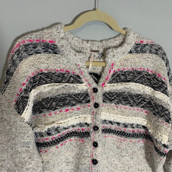 Free People alpaca wool blend long sleeve half button color pop sweater - Picture 4 of 10